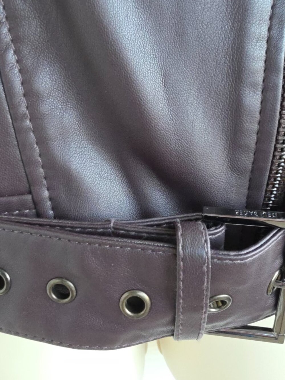 Ted Baker London Pipiy Faux Leather Biker Jacket in dark purple - Picture 6 of 15